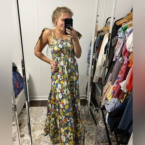 Floral Tie Strap Maxi Dress